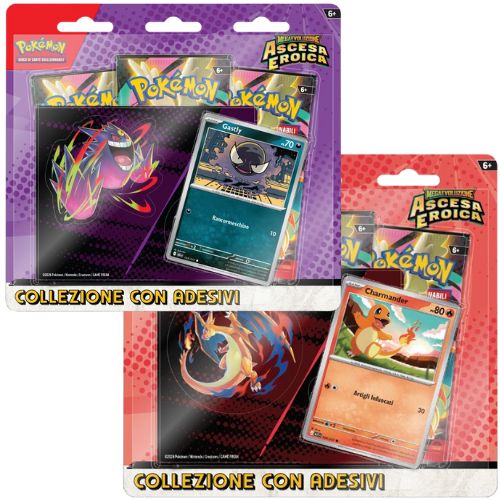 collezioni-speciali: Collezione Charmander e Gastly Ascesa Eroica con Adesivi - Mega Evoluzioni