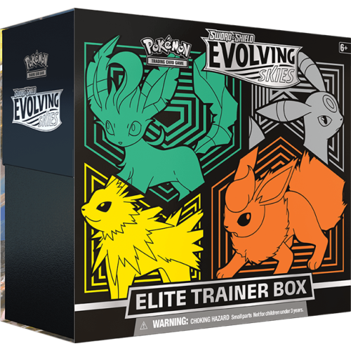set-allenatore: Pokémon Elite Trainer Box - Sword and Shield Evolving Skies Leafeon Umbreon Jolteon e Flareon