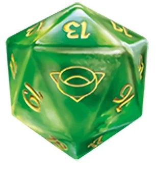dadi-mtg: Dice D20 Lord of the Rings: Tales of Middle-earth - Green/Gold